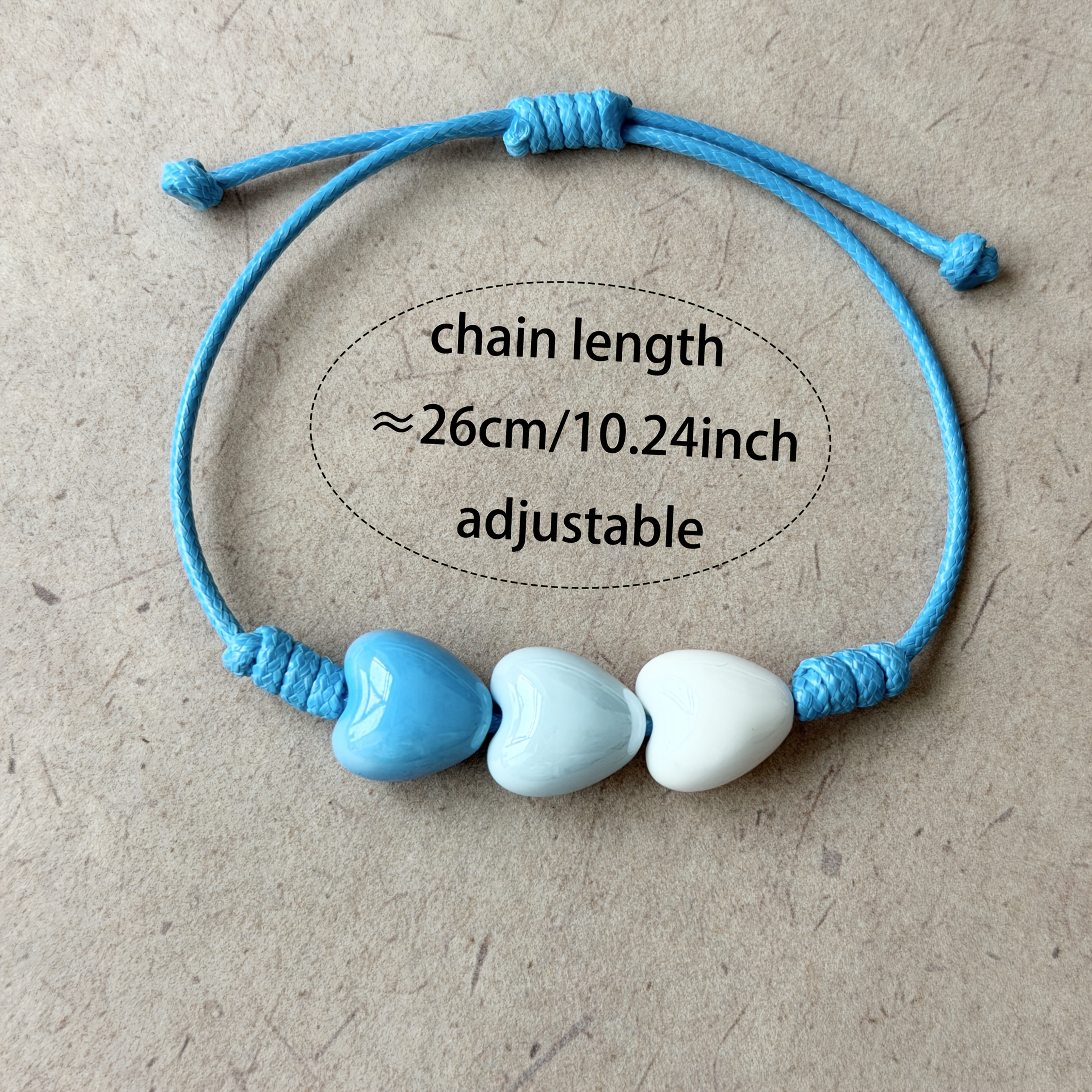 Women's Hand-woven Blue Gradient Heart Bracelet, Seaside Gift